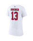 Фото #2 товара Women's Nico Hischier White New Jersey Devils Special Edition 2.0 Name and Number V-Neck T-shirt