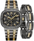 ფოტო #2 პროდუქტის Men's Crystal Bracelet Watch 46mm Gift Set