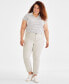 Фото #2 товара Plus Size High Rise Natural Straight-Leg Pants, Created for Macy's