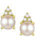 Фото #2 товара Серьги Macy's Freshwater Pearl & Diamond Studs