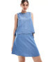 Фото #4 товара Vero Moda wrap mini skirt co-ord in medium blue chambray