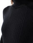 ASOS DESIGN knitted roll neck top in engineered rib in black