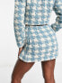 Miss Selfridge button through dogtooth mini skirt co-ord in blue