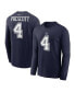 Фото #1 товара Men's Dak Prescott Navy Dallas Cowboys Player Name and Number Long Sleeve T-shirt
