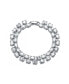 ფოტო #1 პროდუქტის Sterling Silver Rhodium Plated Clear Cubic Zirconia Charm Bracelet