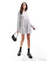 Фото #2 товара Long sleeve mini smock dress in grey