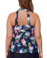 Фото #2 товара Plus Size Floral-Print H-Back Tankini Top, Created for Macy's