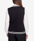 Фото #2 товара Petite Downtown Vibe Stripe Trim Vest with Collar Sweater