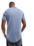 Фото #7 товара ONLY & SONS raw edge longline curve hem t-shirt in blue