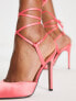 Туфли ASOS DESIGN Coral Lace-Up Heels Korall Satin, 42 - фото #3