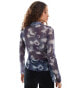 Monki long sleeve sheer collar shirt in blue star print Blau mit Sternmuster, S - EU 38-40 - фото #2