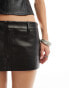 Lioness low rise leather look mini skirt co-ord in black