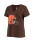 ფოტო #3 პროდუქტის Women's Nick Chubb Brown Cleveland Browns Plus Size Name Number V-Neck T-shirt