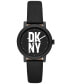 Фото #1 товара DKNY women's Soho D Three-Hand Black Leather Strap Watch, 34mm