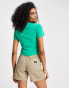 Topshop studio seam detail baby tee in green grün, XS - EU 32-34 - фото #2