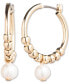 Gold-Tone Freshwater Pearl Charm Beaded Hoop Earrings