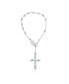 ფოტო #1 პროდუქტის Religious Jesus Crucifix Infinity Cross Virgin Mary Rosary Prayer Beads Sterling Silver Bracelet For Women Communion 3MM Bead 7 Inch