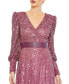 ფოტო #2 პროდუქტის Women's Sequined Wrap Over Bishop Sleeve Gown