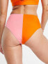Фото #2 товара Monki colour block bikini briefs in pink and orange