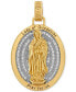 Фото #1 товара Esquire Men's Jewelry cubic Zirconia Our Lady of Guadalupe Amulet Pendant in Sterling Silver & 14k Gold-Plate, Created for Macy's