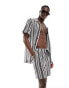 Фото #1 товара South Beach beach short co-ord in crochet black and white stripe