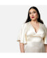 ფოტო #2 პროდუქტის Plus Size Hydrangea Satin Flutter Sleeve Maxi Slip Dress