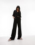 Фото #2 товара Topshop co-ord linen look wide leg relaxed trouser in black