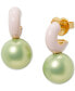 ფოტო #1 პროდუქტის Gold-Tone Imitation Pearl Charm Pavé Huggie Hoop Earrings