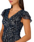 Women's Metallic-Print Crinkle Belted Dress