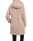 ფოტო #2 პროდუქტის Women's Hooded Button-Front Teddy Coat