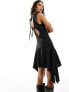 Фото #1 товара Weekday Jolie asymmetric mini dress with open back in black