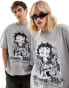 Фото #2 товара ASOS DESIGN unisex oversized license t-shirt with Betty Boop print in light grey