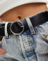 Levi's Athena leather belt with round silver buckle in black