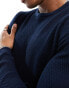 Only & Sons crew neck textured knit jumper in navy