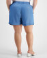 Trendy Plus Size Chambray Easy Pull-On Shorts, Created for Macy's