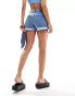 Hollister ultra high rise mom denim shorts in mid blue