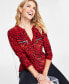 Фото #3 товара Women's Print Zip-Pocket Top, Created for Macy's