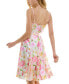 ფოტო #3 პროდუქტის Juniors' Floral-Print Cowlneck Godet-Pleat Dress