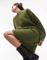 Фото #1 товара Topshop knitted crew neck mini jumper dress in khaki