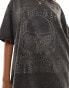 Фото #2 товара ASOS DESIGN oversized t-shirt with hotfix skull rock graphic in washed charcoal