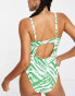 Фото #8 товара Peek & Beau Fuller Bust Exclusive underwire swimsuit in green zebra