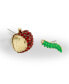 Фото #2 товара Faux Stone Apple Worm Mismatch Stud Earrings