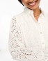 YAS broderie shirt with scalloped cuffs in white - WHITE