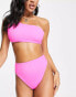 Фото #3 товара ASOS DESIGN mix and match high leg high waist bikini bottom in bright pink