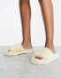 Loungeable super fluffy slider slipper in cream Бежевый, UK 3-4 - фото #2