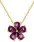 Фото #2 товара Macy's rhodolite Garnet Flower 18" Pendant Necklace (3-3/4 ct. t.w.) in 14k Gold-Plated Sterling Silver