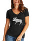 ფოტო #1 პროდუქტის Women's Moose Word Art V-Neck T-shirt