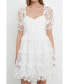 Women's Crochet Lace Bustier Puff Mini Dress