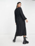 New Look button front long sleeved tea dress in black