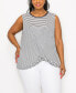 Plus Size Contrast Binding Front Twist Tank Top